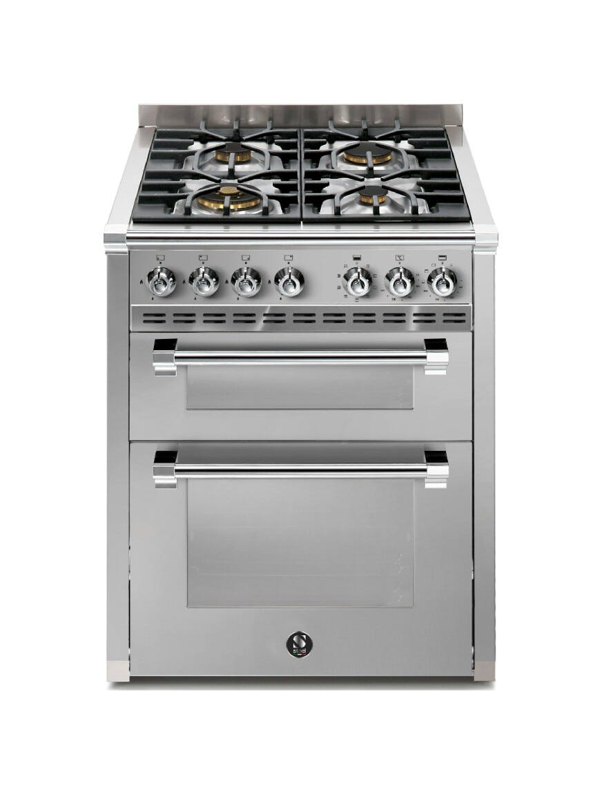 Steel ASCOT 70/2 AQ7SF ASCOT 70/2 Cucina da accosto 70 cm, forno combi-steam 70 lt, doppio forno, piano cottura a gas o induzione