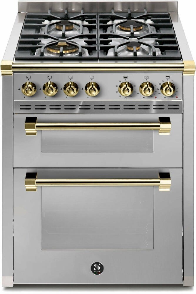 Steel ASCOT 70/2 AQ7SF ASCOT 70/2 Cucina da accosto 70 cm, forno combi-steam 70 lt, doppio forno, piano cottura a gas o induzione