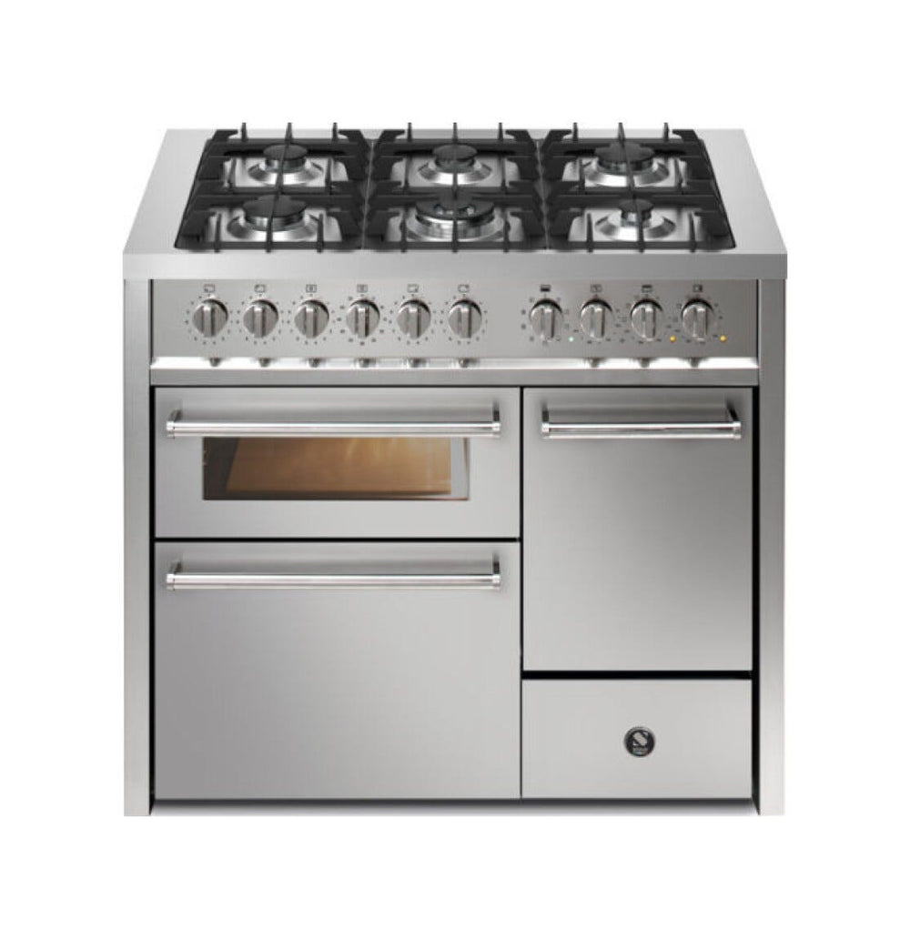 Steel Enfasi 100/3 EQ10FFF Enfasi Cucina da accosto 100 cm, 3 forni elettrici, piano a gas o induzione, acciaio inox AISI 441