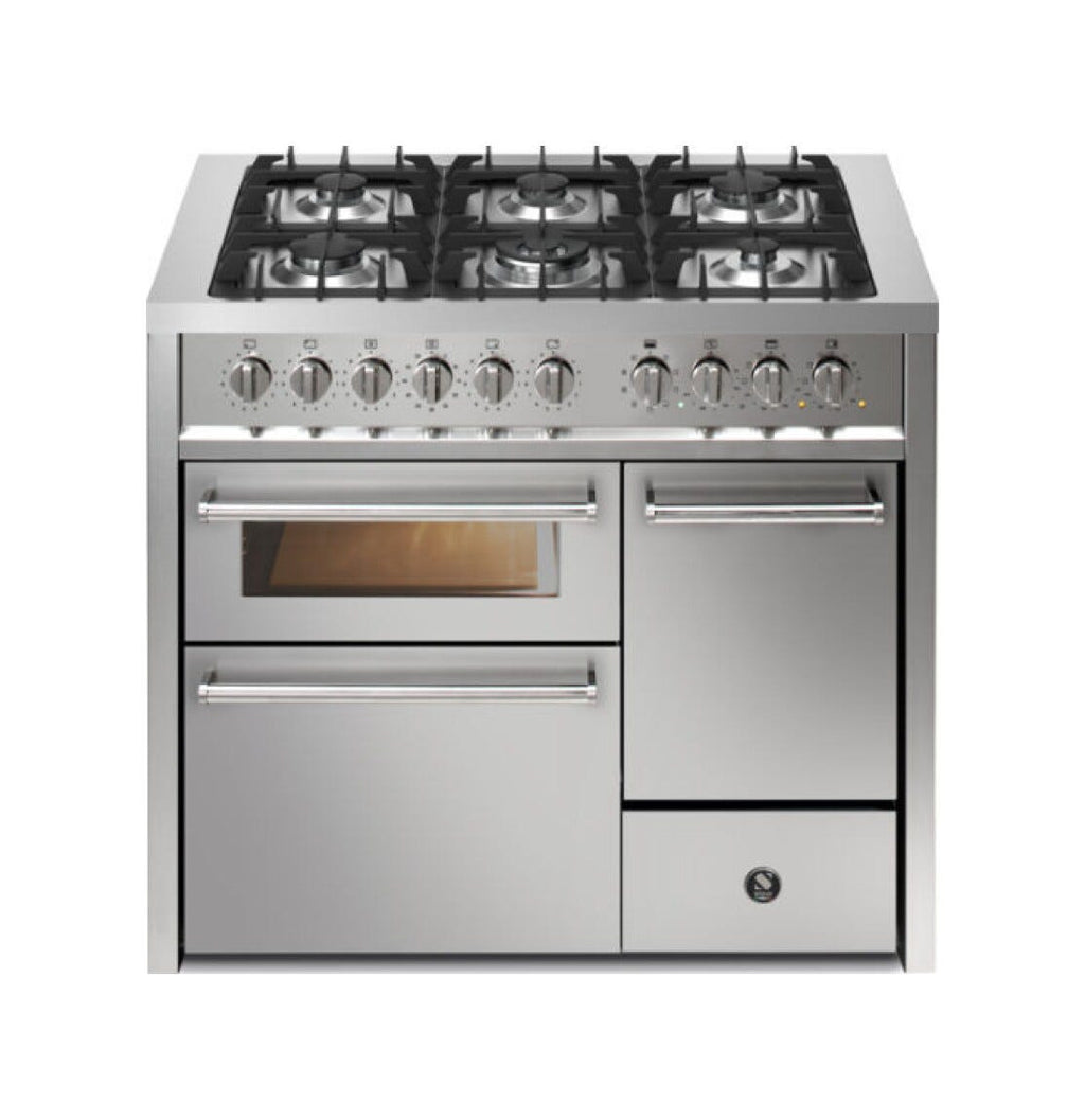 Steel Enfasi 100/3 EQ10FFF Enfasi Cucina da accosto 100 cm, 3 forni elettrici, piano a gas o induzione, acciaio inox AISI 441