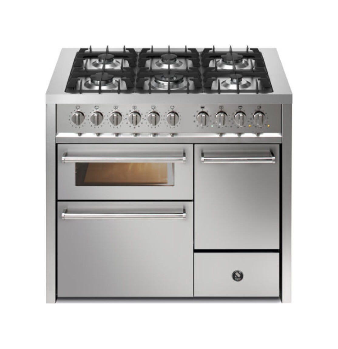 Steel Enfasi 100/3 EQ10FFF Enfasi Cucina da accosto 100 cm, 3 forni elettrici, piano a gas o induzione, acciaio inox AISI 441