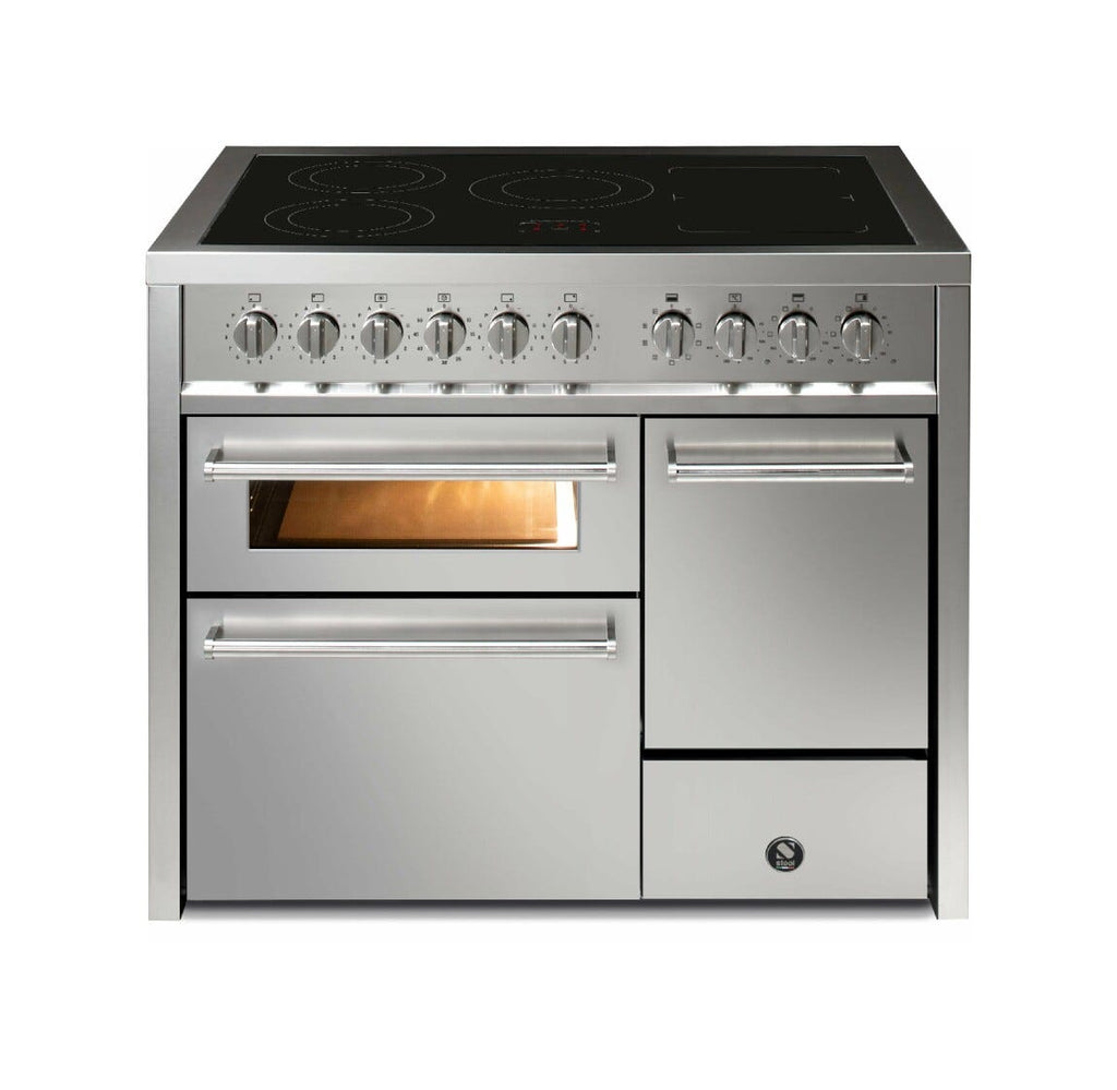 Steel Enfasi 100/3 EQ10FFF Enfasi Cucina da accosto 100 cm, 3 forni elettrici, piano a gas o induzione, acciaio inox AISI 441