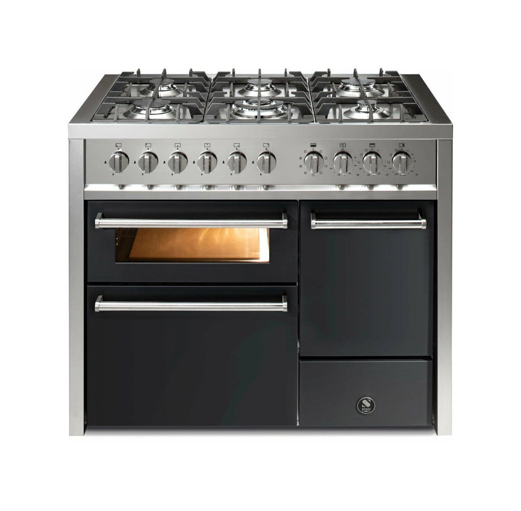 Steel Enfasi 100/3 EQ10FFF Enfasi Cucina da accosto 100 cm, 3 forni elettrici, piano a gas o induzione, acciaio inox AISI 441