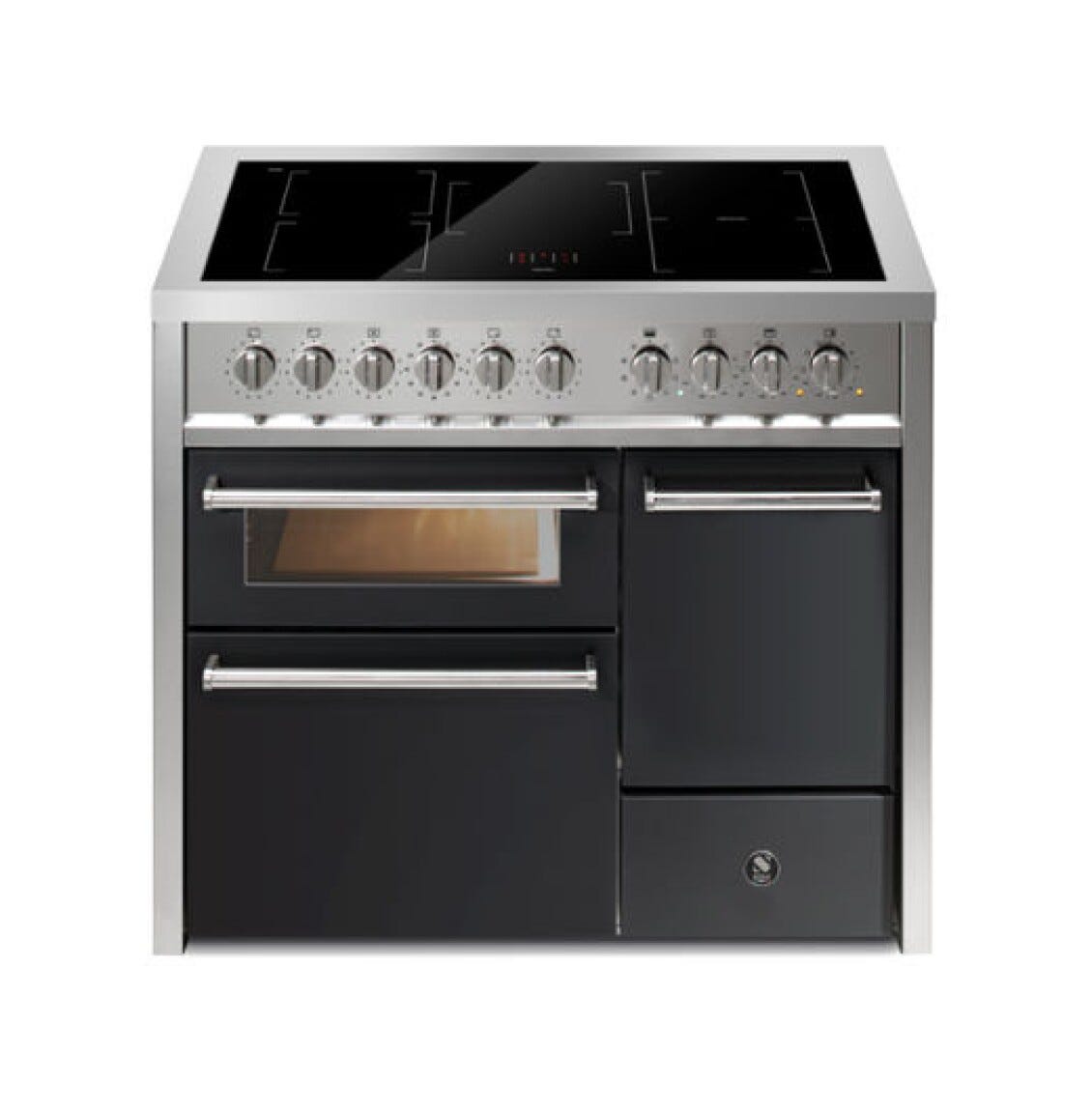 Steel Enfasi 100/3 EQ10FFF Enfasi Cucina da accosto 100 cm, 3 forni elettrici, piano a gas o induzione, acciaio inox AISI 441