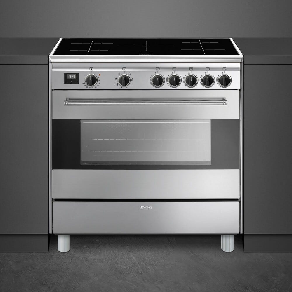 Smeg BG91IX2 Concerto Cucina da accosto 90 x 60 - 5 zone induzione + 1 forno elettrico - inox
