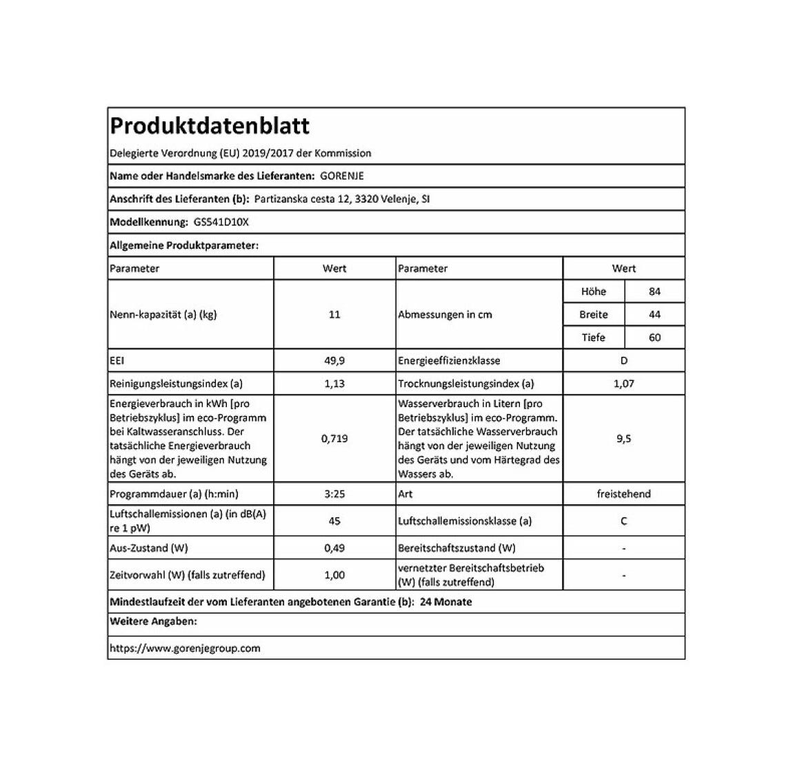 Gorenje GS541D10X SmartFlex Lavastoviglie a libera installazione 11 coperti cm. 45