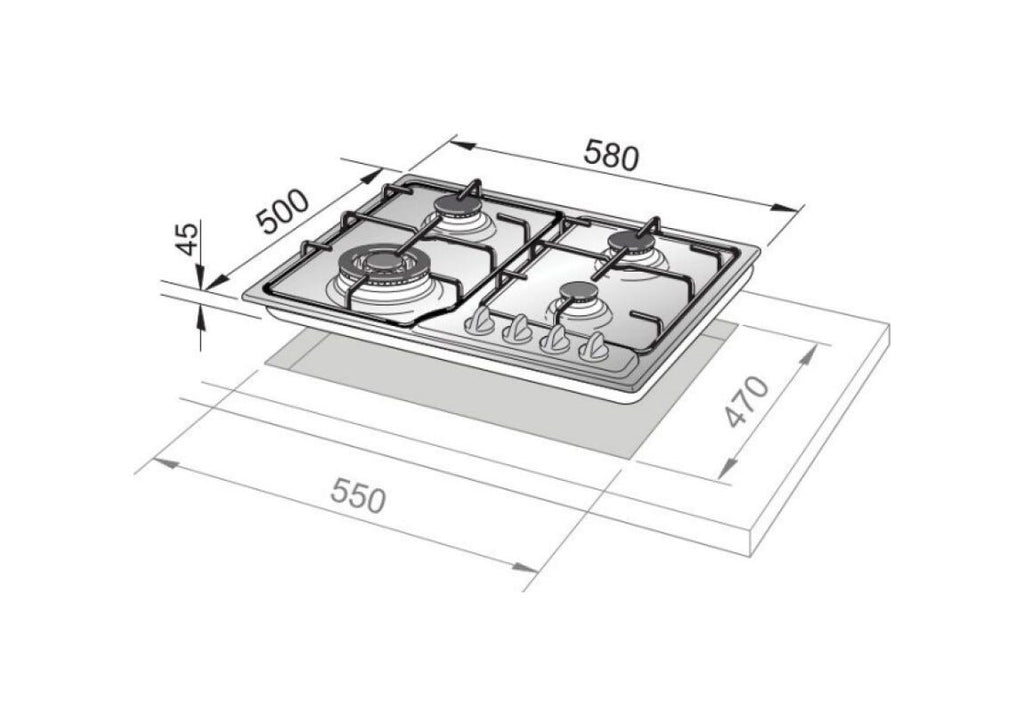 De Longhi BF46PRO Piano cottura a gas cm. 58 - bianco