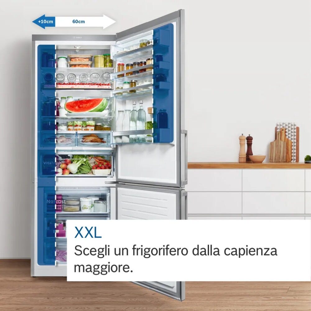 Bosch KGN497ICT Serie 4 Frigorifero con congelatore a libera installazione - cm.70 h.203 lt.440 - inox antimpronta