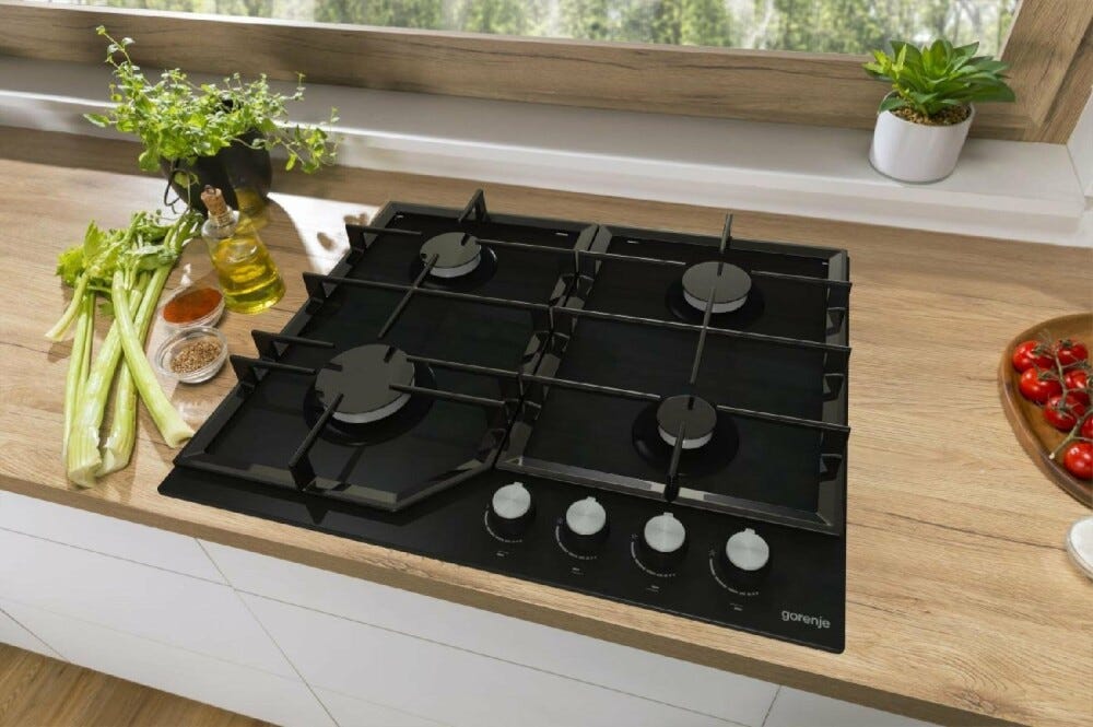 Gorenje GT641KB Piano cottura a gas cm. 61 - vetro nero