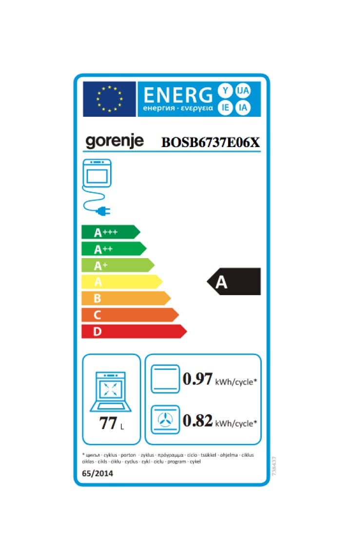 Gorenje BOSB6737E06X Forno elettrico cm. 60 - inox/nero