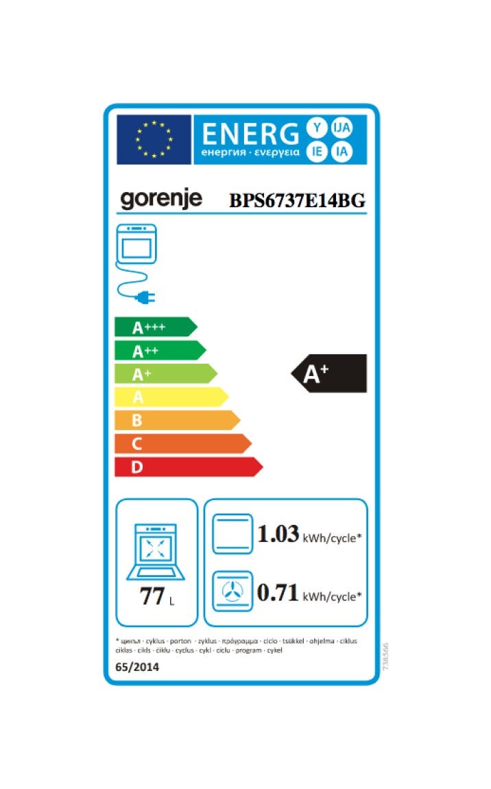 Gorenje BPS6737E14BG Forno elettrico cm. 60 - nero