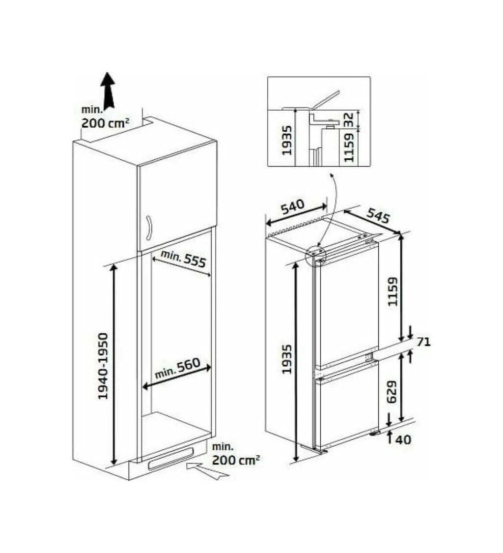 Beko BCNA306E4SN Frigorifero con congelatore da incasso cm. 54 h. 194 - lt. 306 - bianco