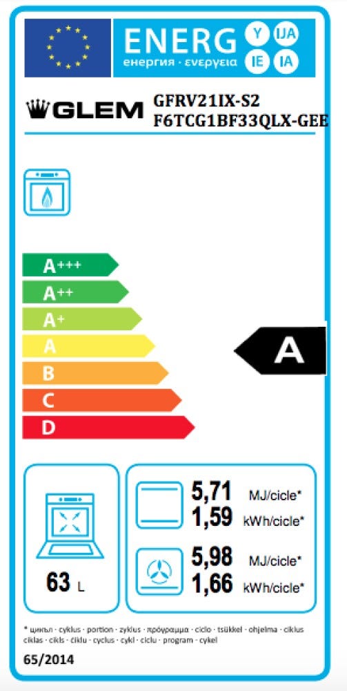 Glem GFRV21IX-S2 Ribelle Forno multifunzione elettrico e a gas ventilato cm. 60 - nero/inox