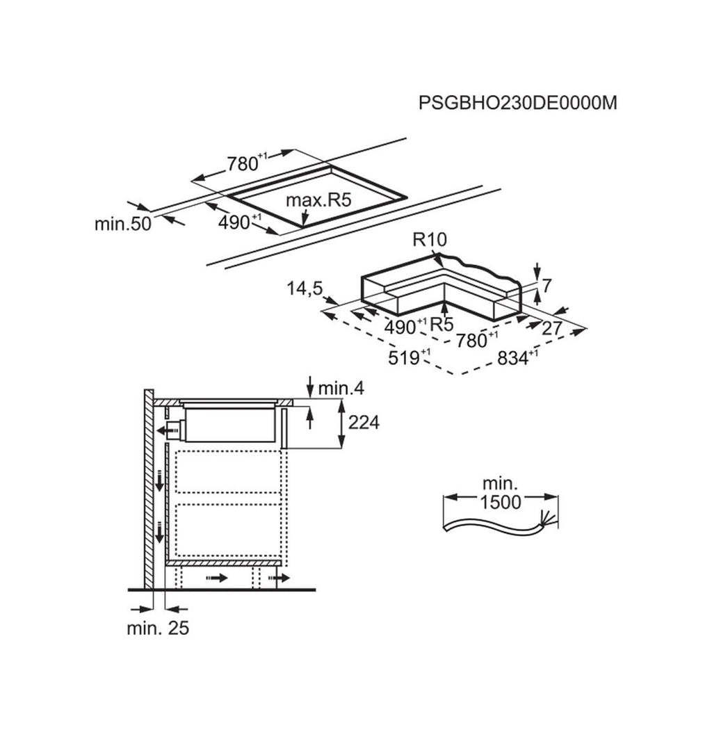 Electrolux KCC84453CK Piano ad induzione con cappa integrata 83 cm, DoubleBridge, Hob2Hood, nero