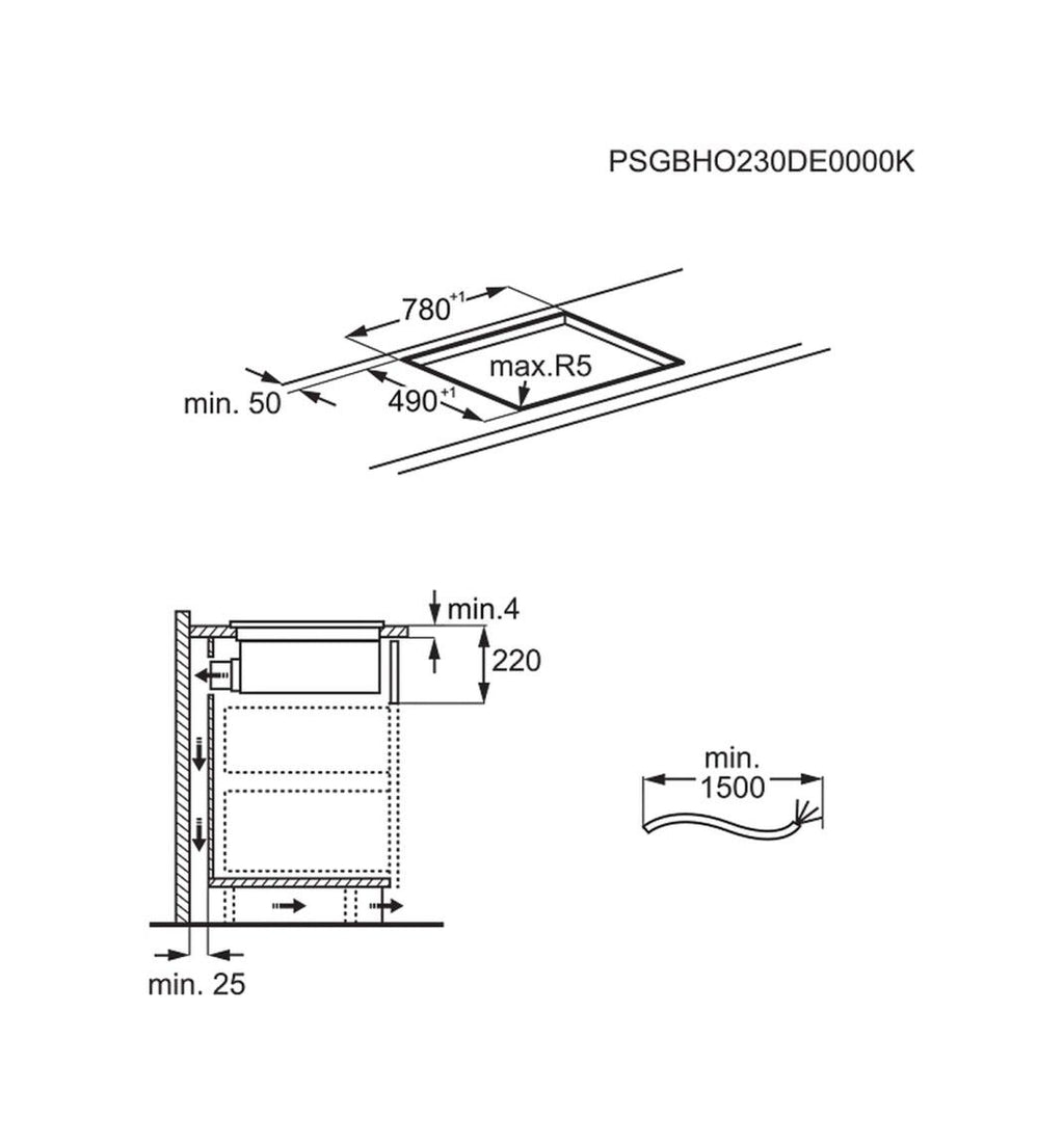 Electrolux KCC84453CK Piano ad induzione con cappa integrata 83 cm, DoubleBridge, Hob2Hood, nero