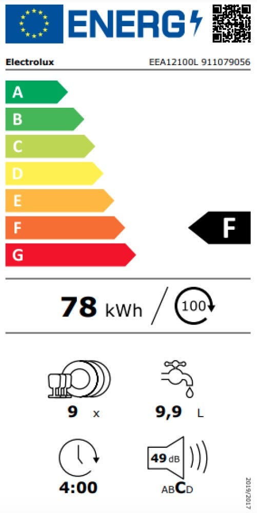 Electrolux EEA12100L Lavastoviglie integrata totale cm. 45 - 9 coperti