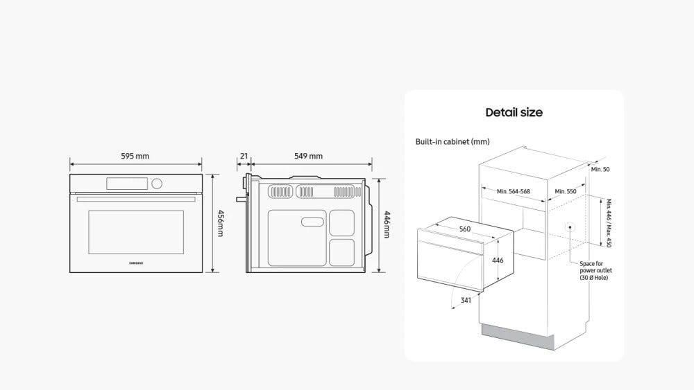 Samsung NQ5B4553FBS Serie 4 Forno combinato microonde ad incasso cm. 60 - acciaio