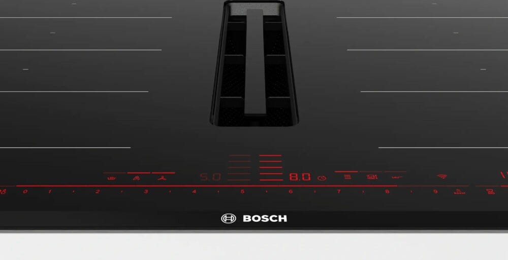 Bosch PXX875D57E Serie 8 Piano cottura induzione cm. 82 con cappa integrata da 500 m3/h - vetroceramica nero