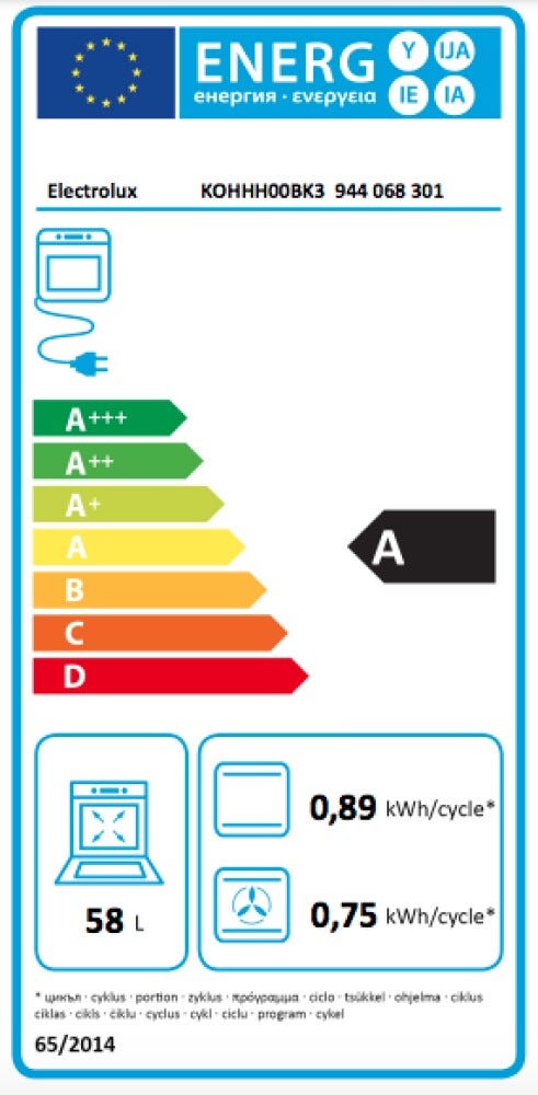 Electrolux KOHHH00BK3 Serie 300 Forno elettrico 58 L, Convezione 300, AquaClean, classe A, nero