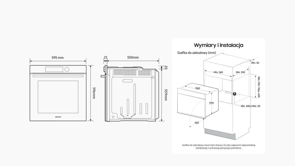 Samsung NV7B6685BAK Forno elettrico cm. 60 - vetro nero