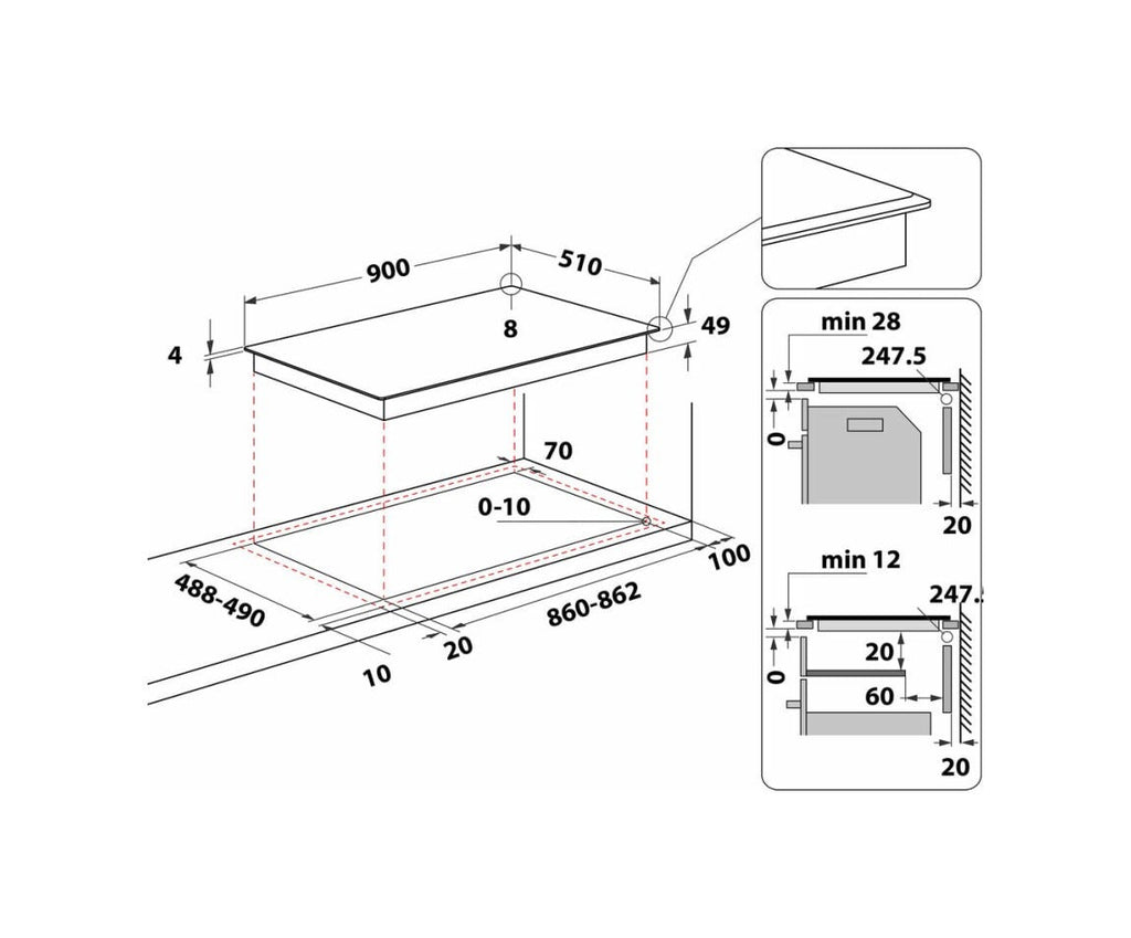 Whirlpool WT 1090 BA Piano cottura a induzione cm.90 - vetroceramica nero