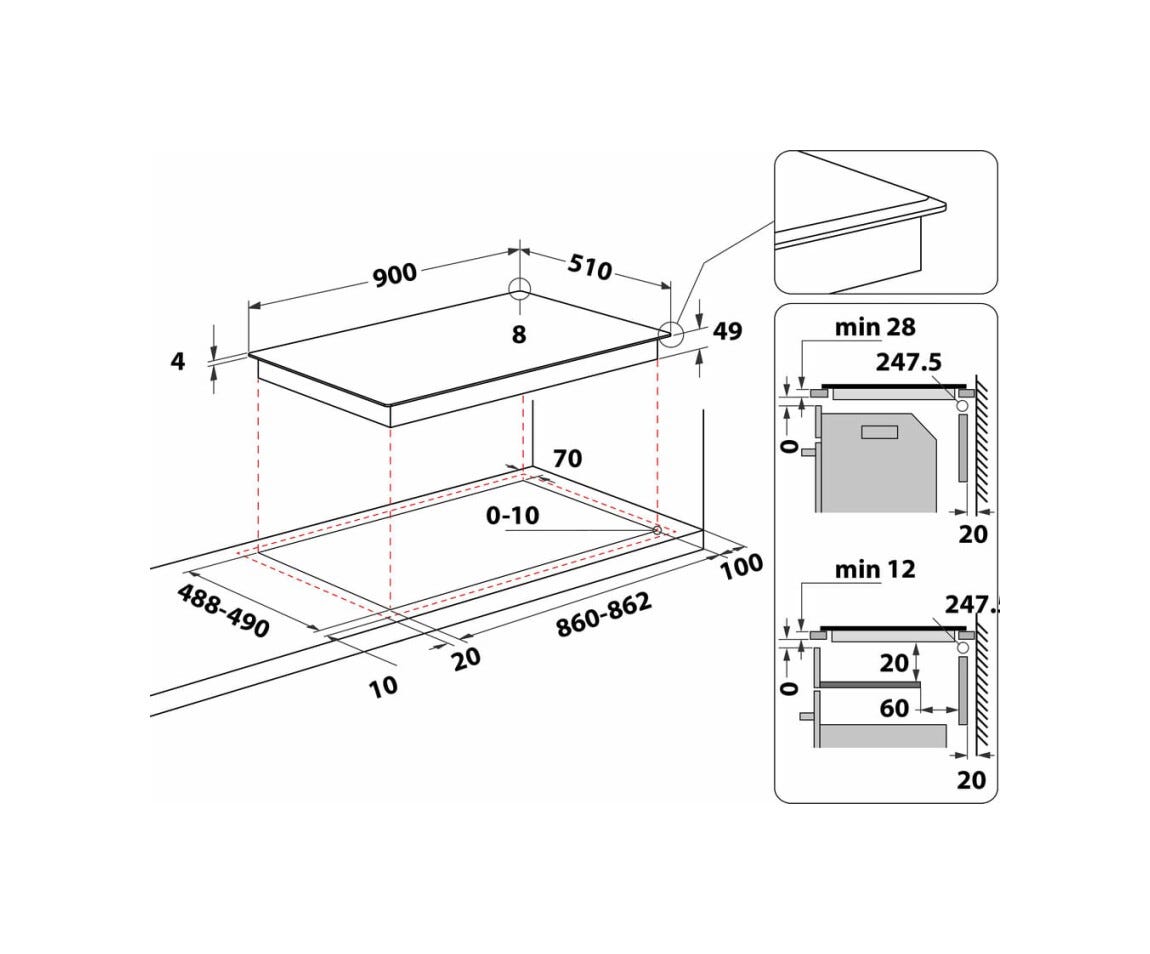 Whirlpool WT 1090 BA Piano cottura a induzione cm.90 - vetroceramica nero