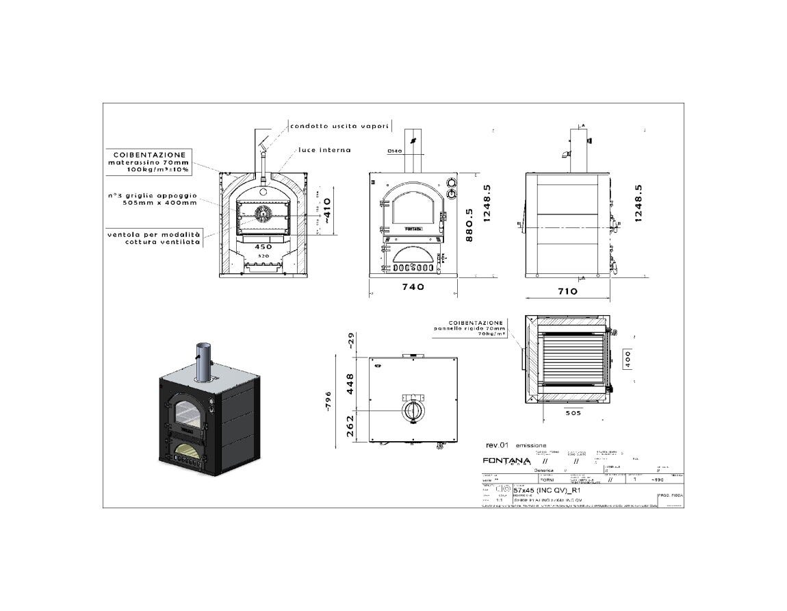 Fontana Forni INC QV Quadro Forno incasso a legna - antracite