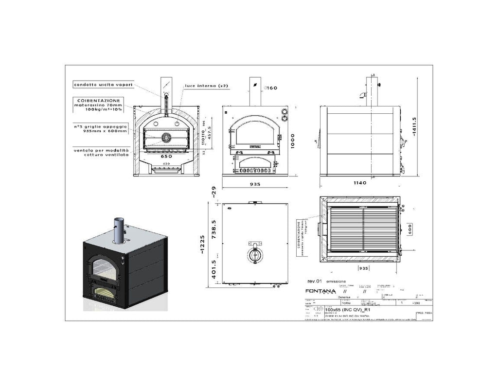 Fontana Forni INC QV Quadro Forno incasso a legna - antracite