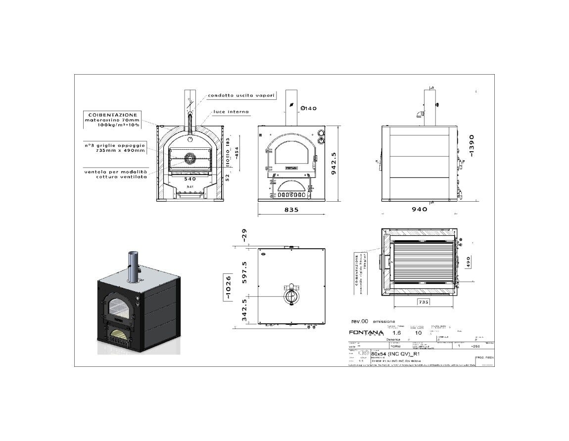 Fontana Forni INC QV Quadro Forno incasso a legna - antracite