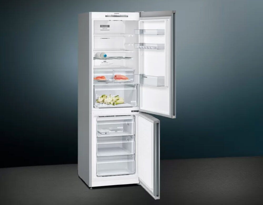 Siemens KG36NVIDA IQ300 Frigorifero con congelatore a libera installazione cm.60 h.186 lt.326 - inox antimpronta