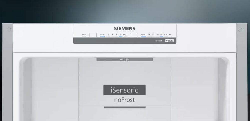 Siemens KG36NVIDA IQ300 Frigorifero con congelatore a libera installazione cm.60 h.186 lt.326 - inox antimpronta