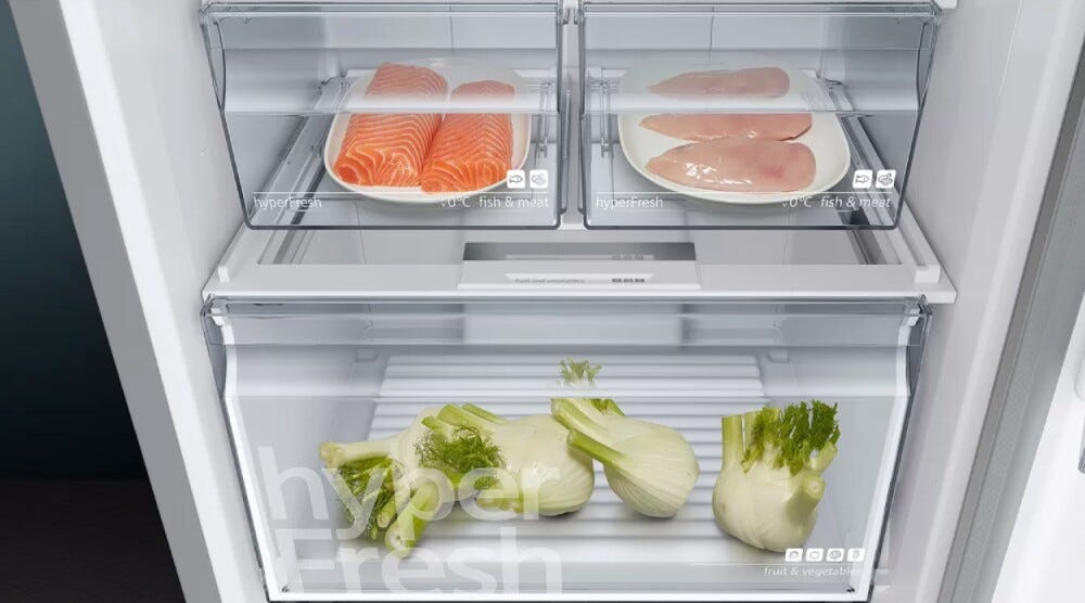 Siemens KG36NVIDA IQ300 Frigorifero con congelatore a libera installazione cm.60 h.186 lt.326 - inox antimpronta