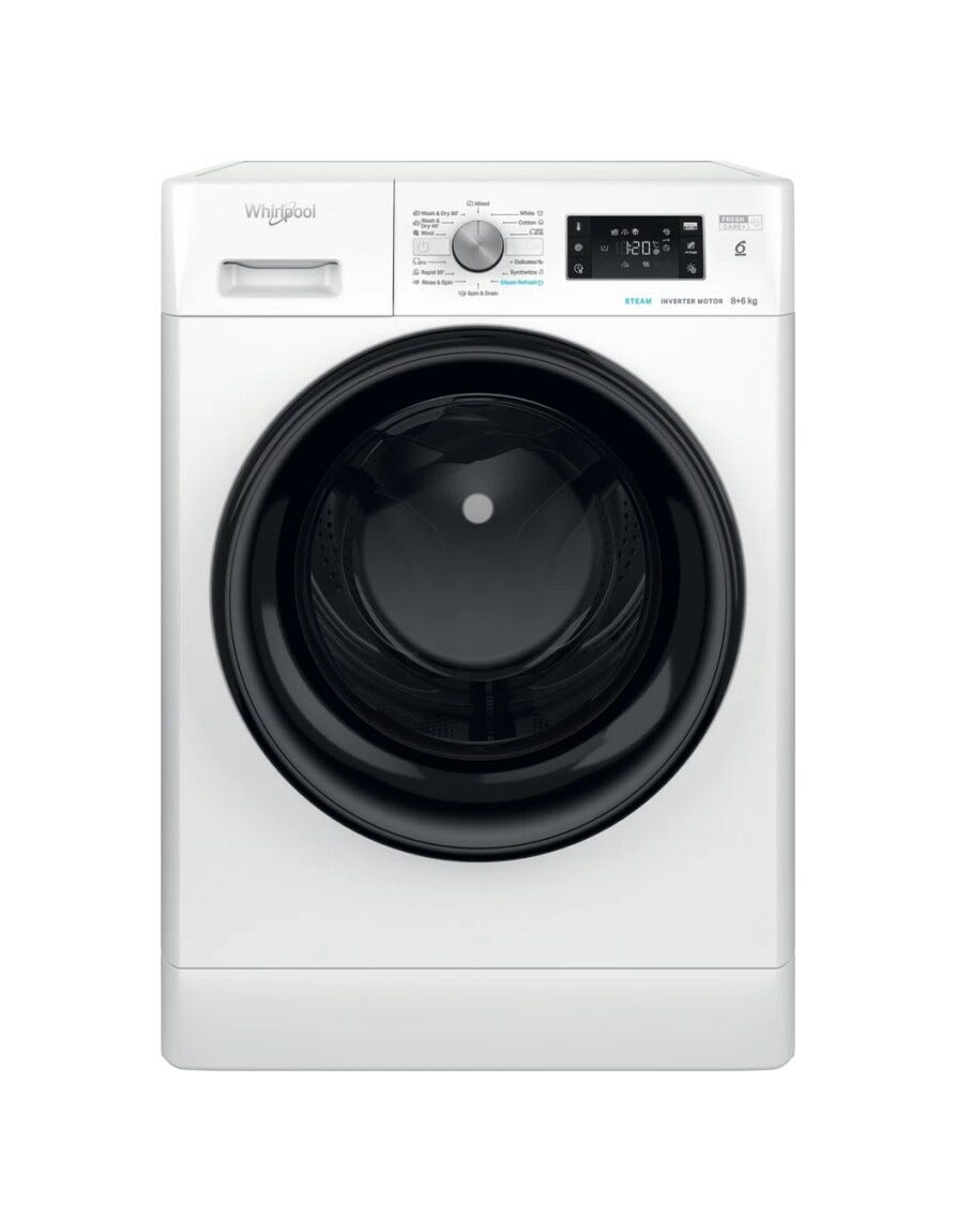 Whirlpool FFWDB864349BVEE Lavasciuga cm.60 - lavaggio 8kg - asciugatura 6kg - bianco