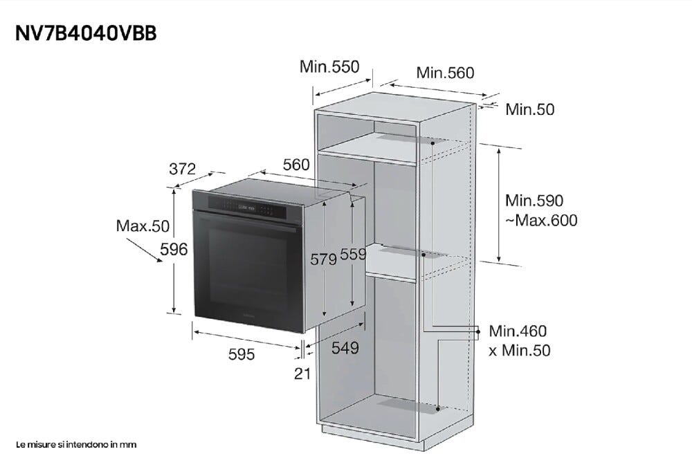Samsung NV7B4040VBB/U5 Forno elettrico catalitico cm. 60 - nero