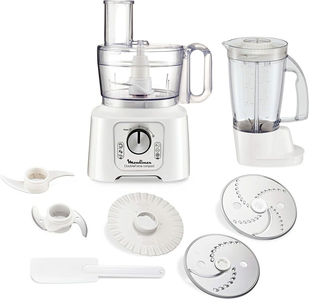 Moulinex FP544110 DoubleForce compact Robot da cucina multifunzione - 2,2 lt - bianco