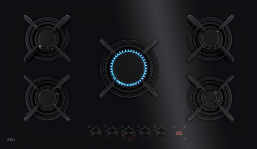 AEG HKB95453NB on Glass Piano cottura a gas cm. 90 - nero