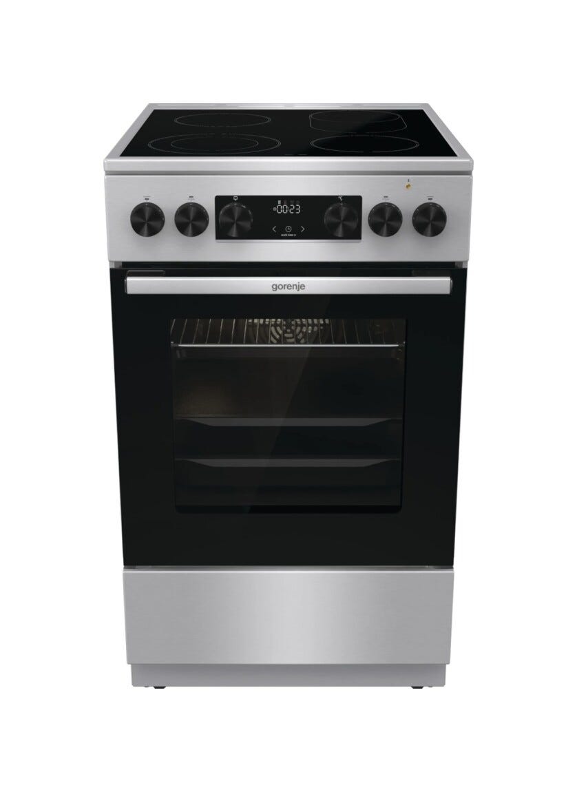 Gorenje GECS5C70XA Cucina da accosto cm. 50 - 4 zone cottura elettriche + 1 forno elettrico - inox/nero
