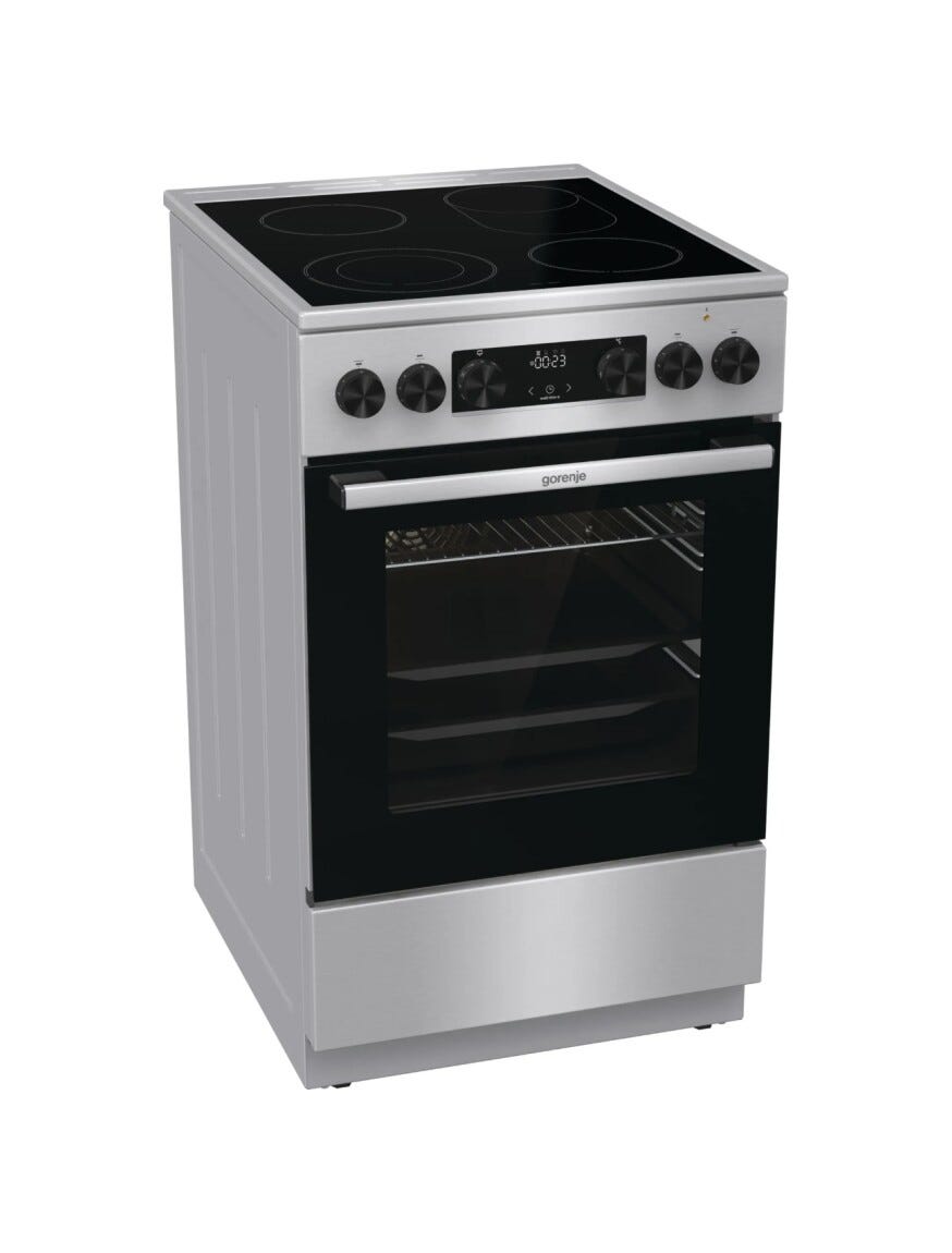 Gorenje GECS5C70XA Cucina da accosto cm. 50 - 4 zone cottura elettriche + 1 forno elettrico - inox/nero
