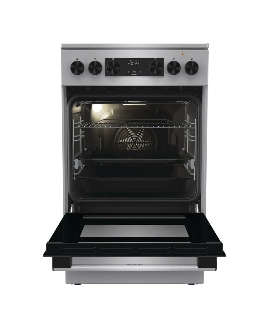 Gorenje GECS5C70XA Cucina da accosto cm. 50 - 4 zone cottura elettriche + 1 forno elettrico - inox/nero