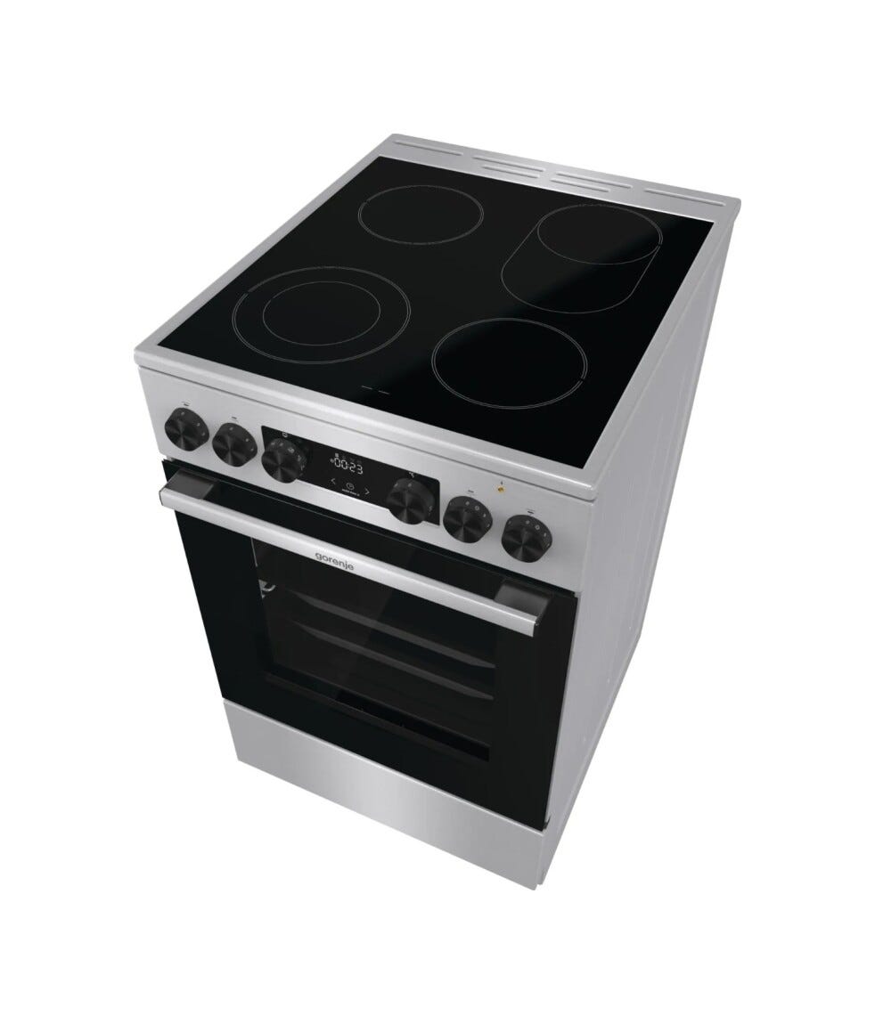 Gorenje GECS5C70XA Cucina da accosto cm. 50 - 4 zone cottura elettriche + 1 forno elettrico - inox/nero