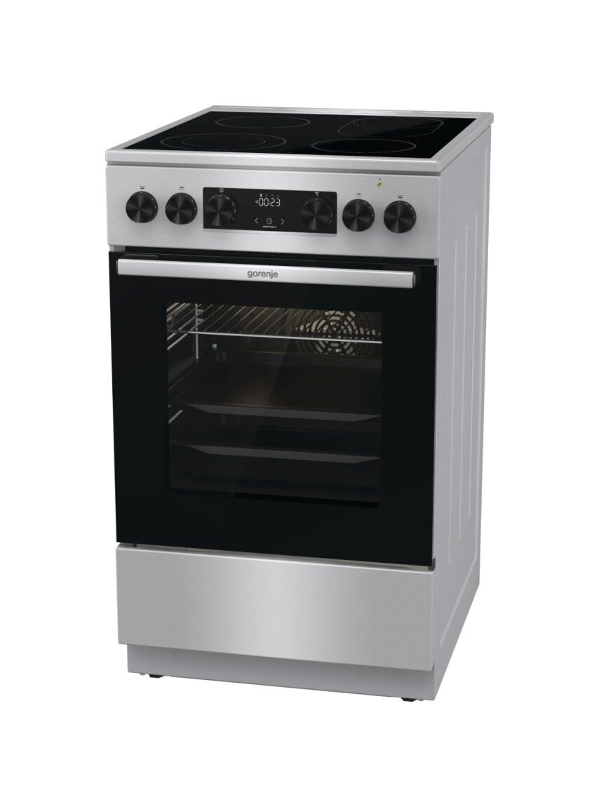 Gorenje GECS5C70XA Cucina da accosto cm. 50 - 4 zone cottura elettriche + 1 forno elettrico - inox/nero