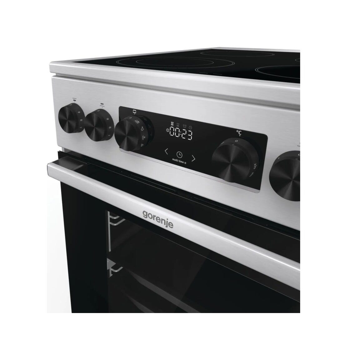 Gorenje GECS5C70XA Cucina da accosto cm. 50 - 4 zone cottura elettriche + 1 forno elettrico - inox/nero