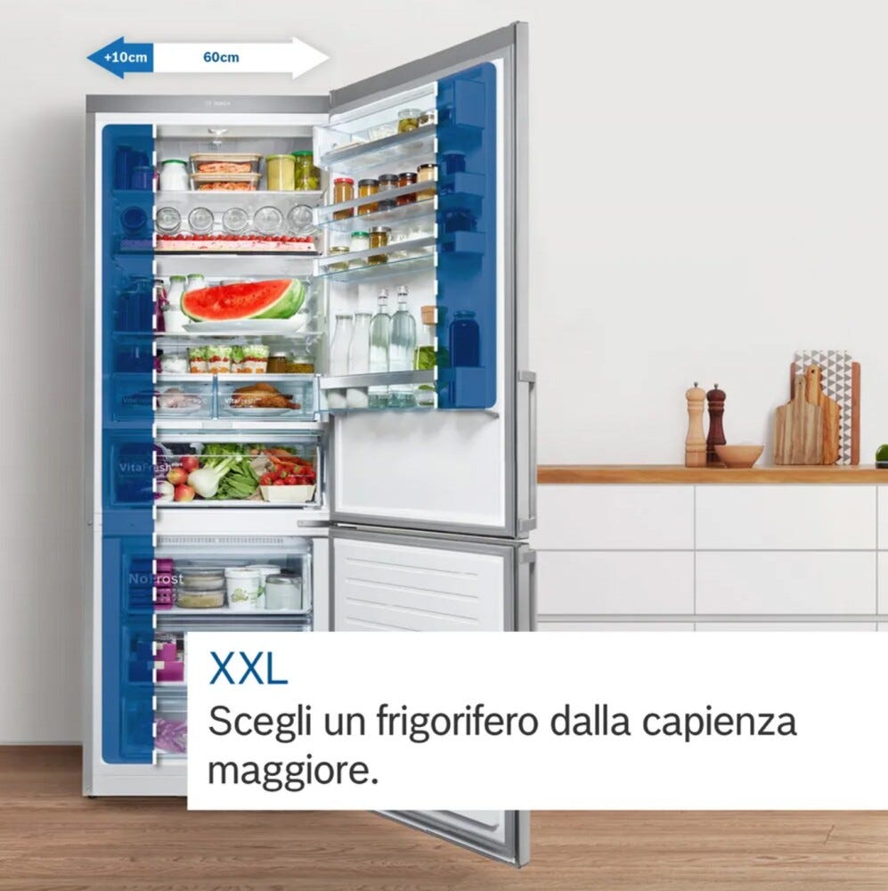 Bosch KGN86AIDR Serie 6 Frigorifero con congelatore a libera installazione cm. 86 h 186 - lt. 631 - inox antimpronta