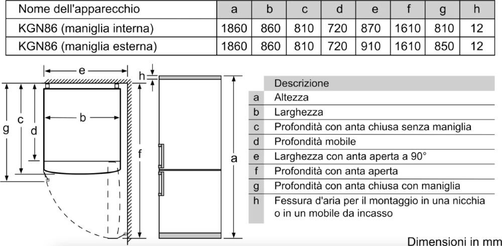 Bosch KGN86AIDR Serie 6 Frigorifero con congelatore a libera installazione cm. 86 h 186 - lt. 631 - inox antimpronta