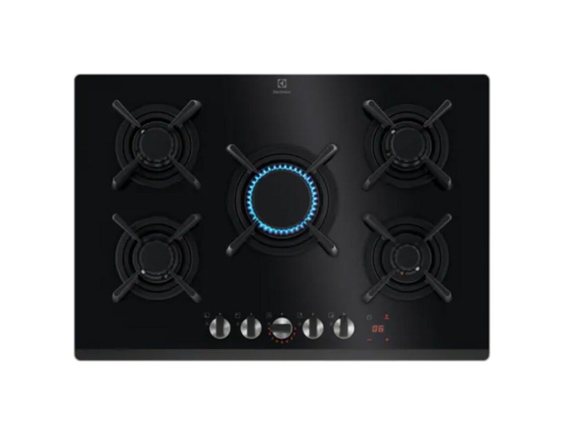 Electrolux KGG753753K 800 Piano cottura a gas cm. 74 - vetroceramica nero