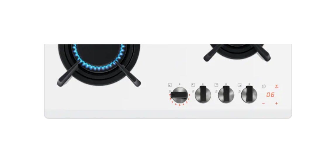 Electrolux KGG643753W 800 Piano cottura a gas cm. 59 - vetroceramica bianco