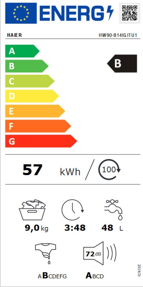 Haier HW90B149IGIU1 I-Pro Series 7 Lavatrice slim cm. 60 - profondità cm. 44 - capacità 9 kg - bianco