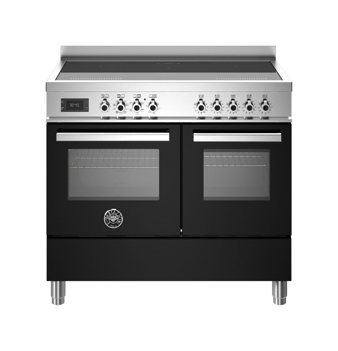 Bertazzoni PRO105I2ENET Professional Cucina da accosto cm. 100 - 2 forni elettrici - 5 zone induzione - scaldavivande - nero