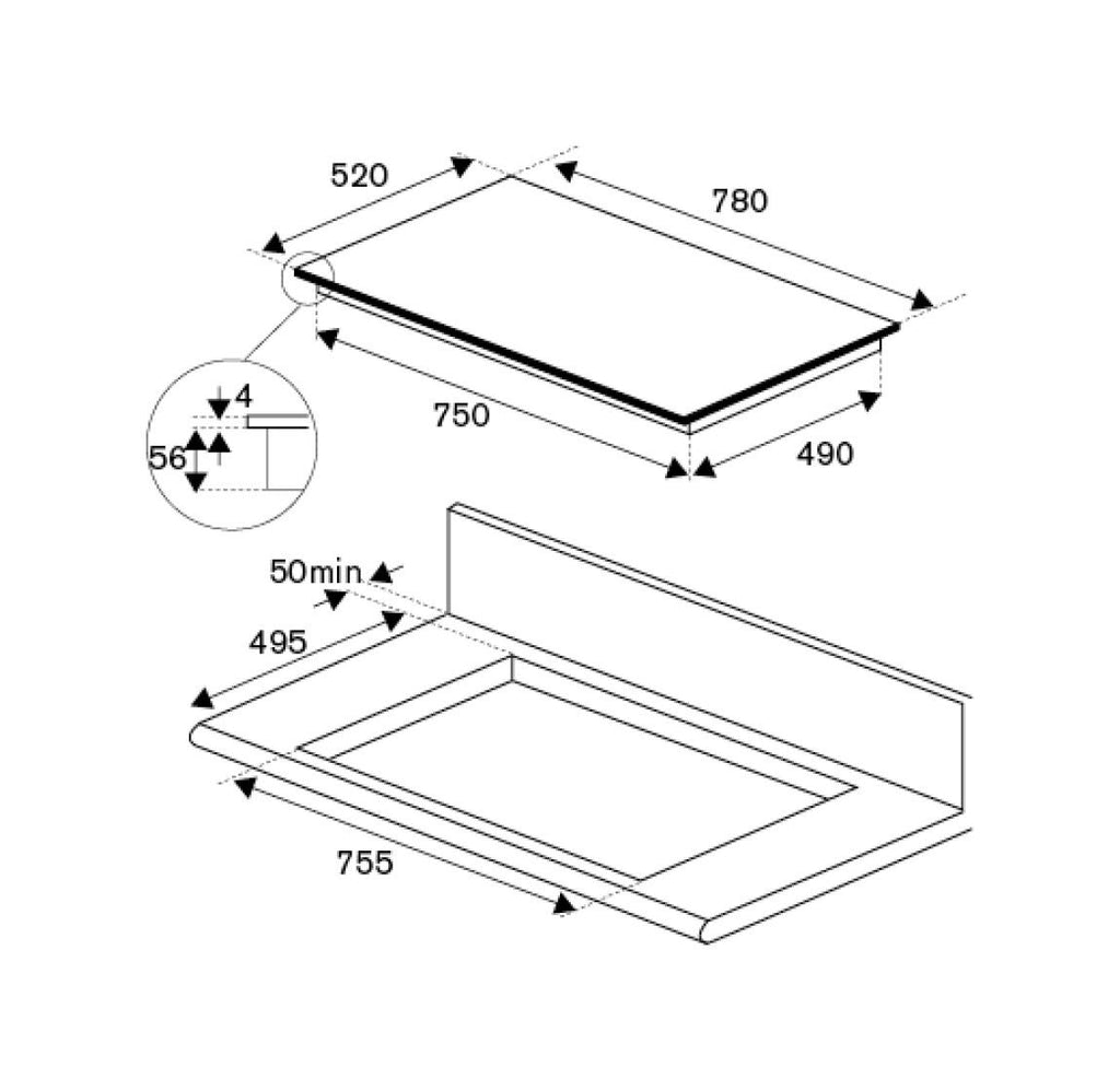 Bertazzoni P784I1M30NV Modern Piano cottura a induzione cm 78 - vetroceramica nero