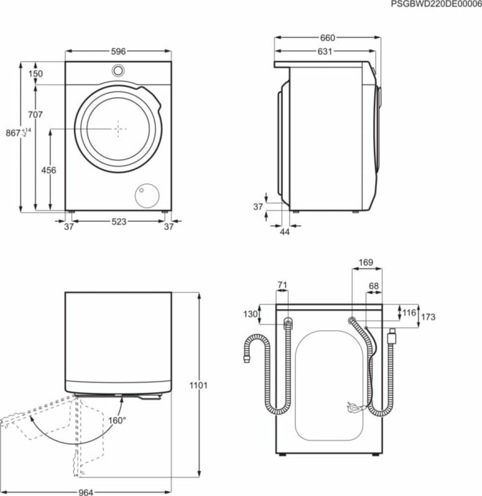 AEG LWR9C166IAB SERIE 9000 Lavasciuga cm. 60 - lavaggio 10 kg - asciugatura 6 kg - bianco